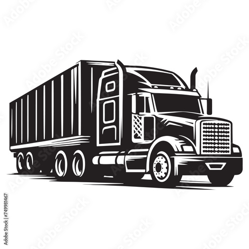 Road Warrior: Vector Truck Silhouette - Embodying Power and Freedom on the Open Road. Truck Illustration, Truck Vector.