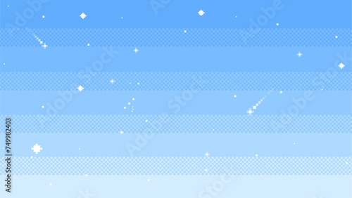 Sky with stars.background in pixel art. Vector illustration.	
