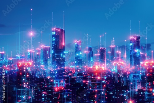 futuristic cityscape  a hyper realistic future city with a beautiful view of the sky. and modern city perspective digital network futuristic hi-tech background