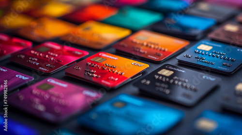 credit cards spread for shopping convenience. Ideal for secure shopping, finance, and retail themes