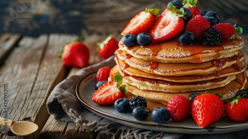 Amazing and delicious fruit pancakes for advertising