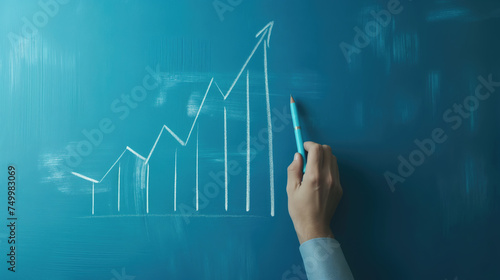 Businessman draw growth graph and progress of business.