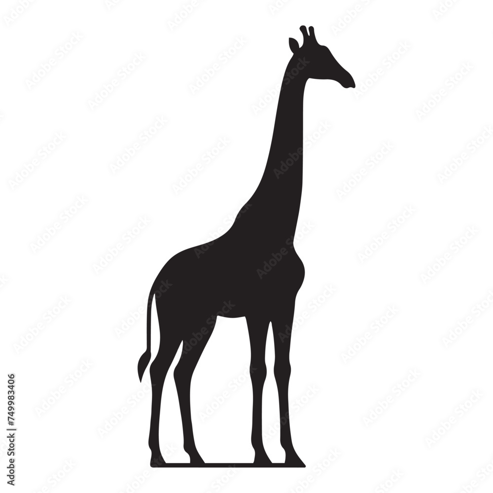 Fototapeta premium Graceful Giants: Vector Giraffe Silhouette - Capturing the Elegance and Majesty of Africa's Tallest Land Mammal. Minimalist Giraffe Vector, Giraffe Illustrtion.