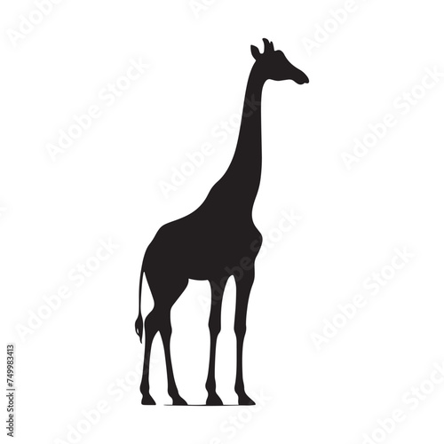 Graceful Giants: Vector Giraffe Silhouette - Capturing the Elegance and Majesty of Africa's Tallest Land Mammal. Minimalist Giraffe Vector, Giraffe Illustrtion.