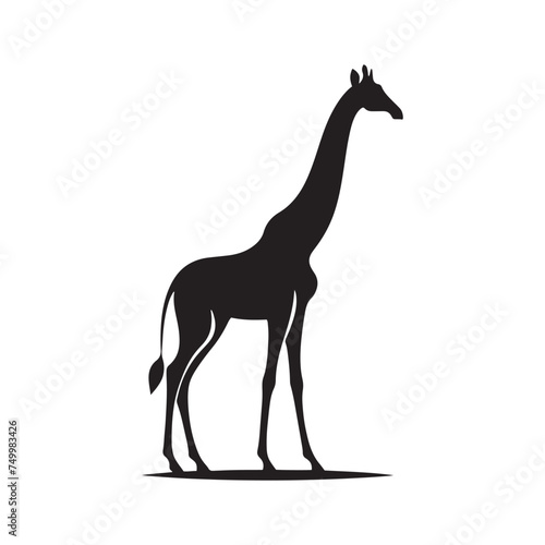 Graceful Giants: Vector Giraffe Silhouette - Capturing the Elegance and Majesty of Africa's Tallest Land Mammal. Minimalist Giraffe Vector, Giraffe Illustrtion. © Wolfe 