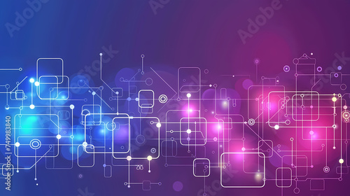 Abstract Network Connections on a Purple Gradient Background
