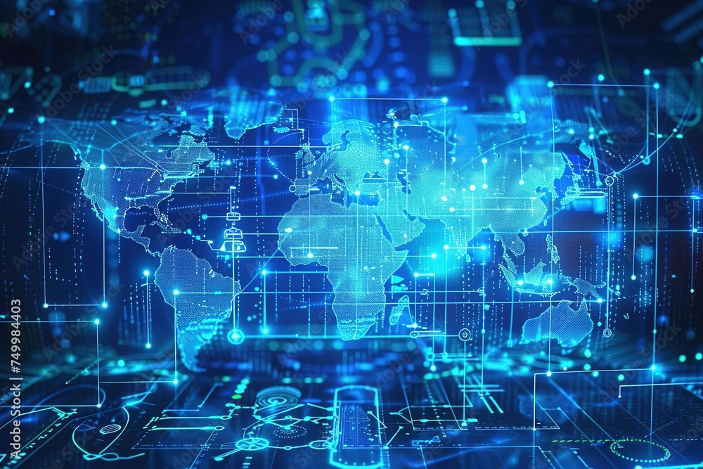 blue map background blending technology on holographic screen modern interface Global connectivity, code snippets, language symbols and digital maps, concepts, connections, networks, radar screens blue map background blending technology on holographic screen modern interface Global connectivity, code snippets, language symbols and digital maps, concepts, connections, networks, radar screens