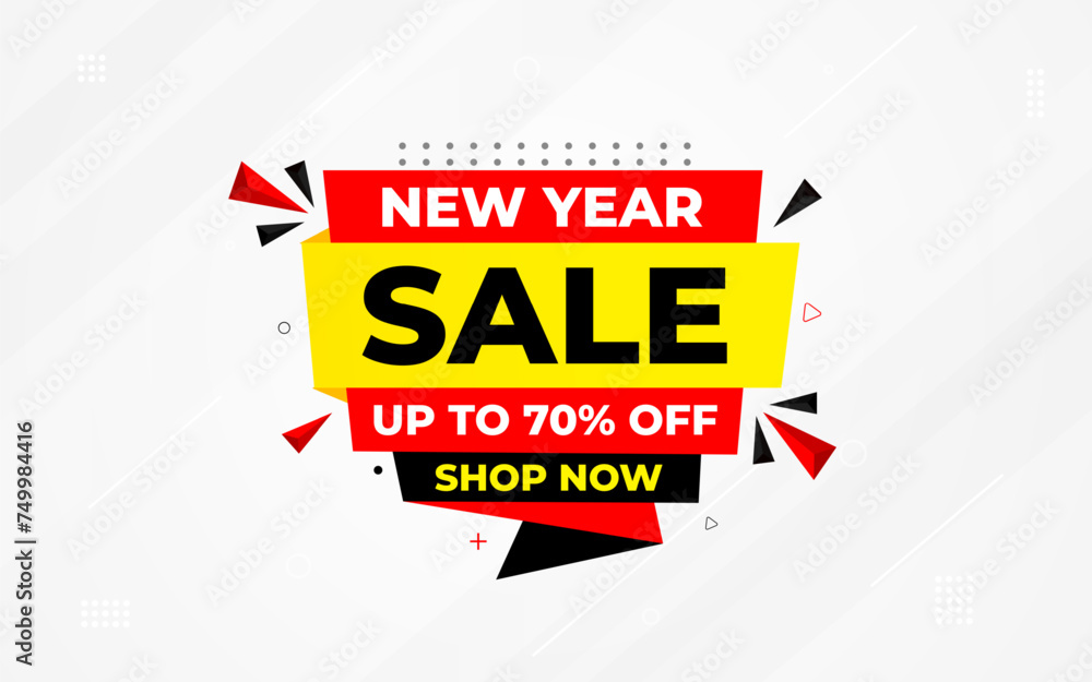New Year Offer Sale Banner vector template. New Year Discount vector graphic element. Super shop label Promo design. Product opening festival background collection New Year Offer Sale Banner vector template. New Year Discount vector graphic element. Super shop label Promo design. Product opening festival background collection