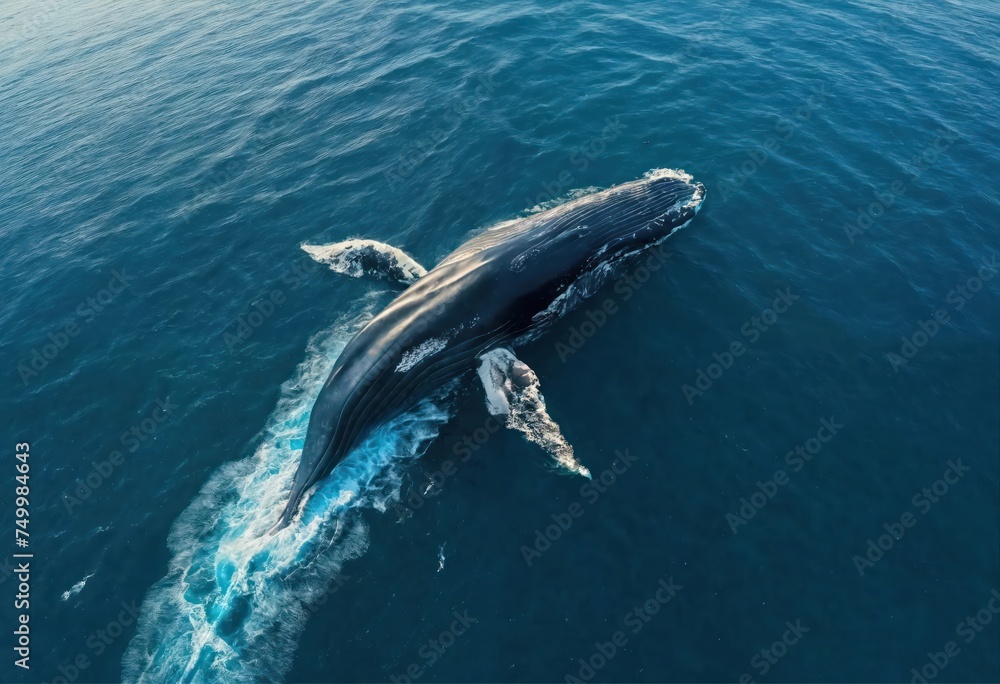 Fototapeta premium The majesty of the deep sea: a bird's eye view of the humpback whale