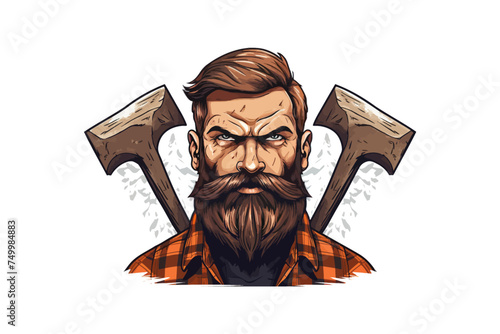 Woodcutter and axe. Vector illustration design.