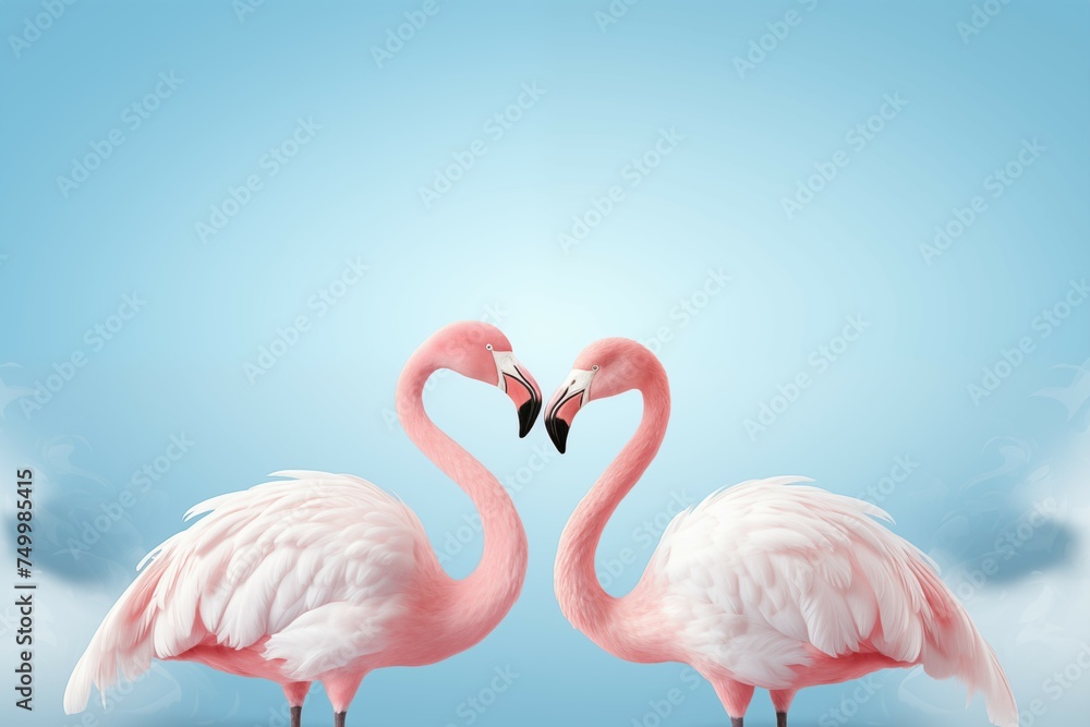 Fototapeta premium couple flamingo blurred background for cute and love design