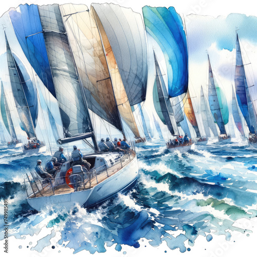 Spring sports sailing style watercolor transparent background photo