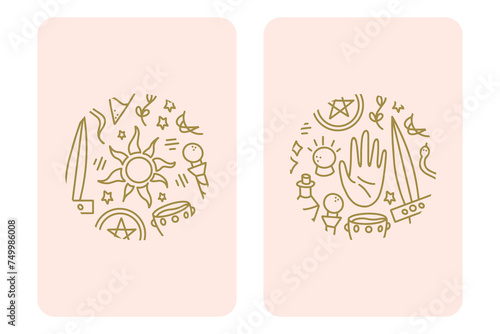 Tarot cards. Vector mystical background with a frame for your designs. Tarot vector background for posters, banners and other printed products.