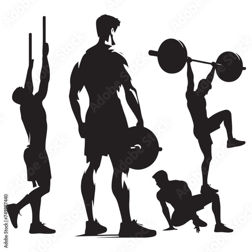 Fitness Titan: Vector Gym Man Silhouette - Harnessing Strength and Determination in Pursuit of Health and Wellness. gym man illustration, gym person vector.