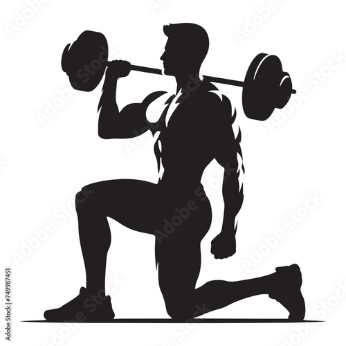 Fitness Titan: Vector Gym Man Silhouette - Harnessing Strength and Determination in Pursuit of Health and Wellness. gym man illustration, gym person vector.