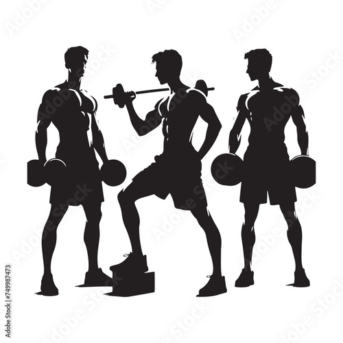 Fitness Titan: Vector Gym Man Silhouette - Harnessing Strength and Determination in Pursuit of Health and Wellness. gym man illustration, gym person vector. photo