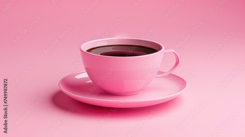 Cup of Coffee with Heart and Pink Heart on White Saucer Cup of Coffee with Heart and Pink Heart on White Saucer
