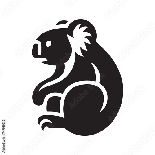 Koala Serenity: Vector Koala Silhouette - Embracing the Peaceful Charm of Australia's Beloved Tree-Dweller. Koala Illustration, Koala Vector.