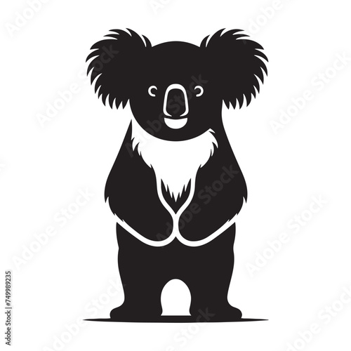 Koala Serenity: Vector Koala Silhouette - Embracing the Peaceful Charm of Australia's Beloved Tree-Dweller. Koala Illustration, Koala Vector.