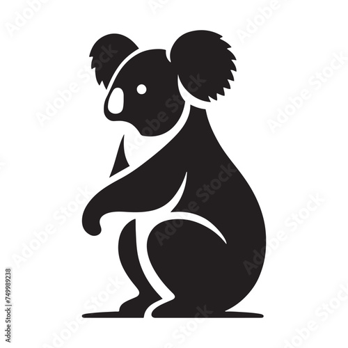 Koala Serenity: Vector Koala Silhouette - Embracing the Peaceful Charm of Australia's Beloved Tree-Dweller. Koala Illustration, Koala Vector.