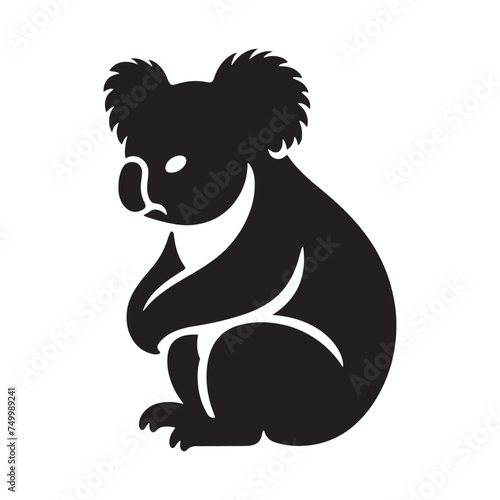 Koala Serenity: Vector Koala Silhouette - Embracing the Peaceful Charm of Australia's Beloved Tree-Dweller. Koala Illustration, Koala Vector.
