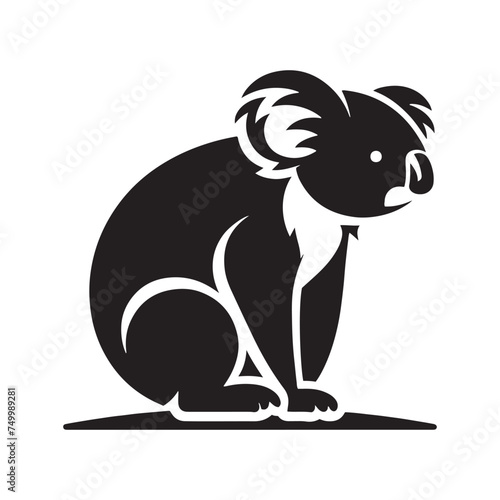 Koala Serenity: Vector Koala Silhouette - Embracing the Peaceful Charm of Australia's Beloved Tree-Dweller. Koala Illustration, Koala Vector.