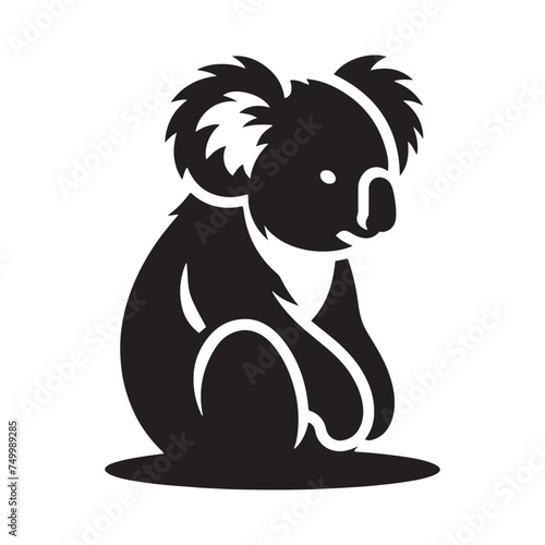 Koala Serenity: Vector Koala Silhouette - Embracing the Peaceful Charm of Australia's Beloved Tree-Dweller. Koala Illustration, Koala Vector.