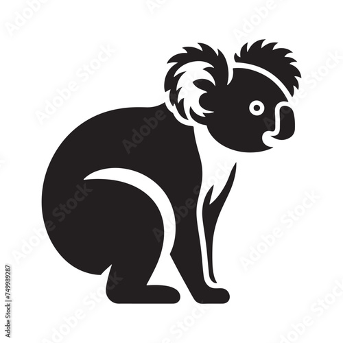 Koala Serenity: Vector Koala Silhouette - Embracing the Peaceful Charm of Australia's Beloved Tree-Dweller. Koala Illustration, Koala Vector.
