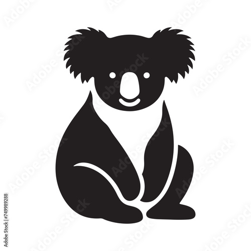 Koala Serenity: Vector Koala Silhouette - Embracing the Peaceful Charm of Australia's Beloved Tree-Dweller. Koala Illustration, Koala Vector.