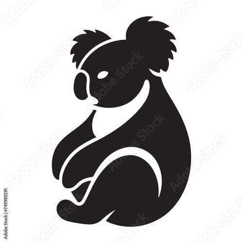 Koala Serenity: Vector Koala Silhouette - Embracing the Peaceful Charm of Australia's Beloved Tree-Dweller. Koala Illustration, Koala Vector.