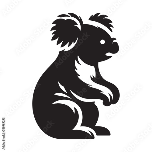 Koala Serenity: Vector Koala Silhouette - Embracing the Peaceful Charm of Australia's Beloved Tree-Dweller. Koala Illustration, Koala Vector.
