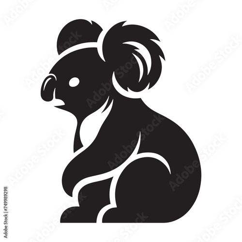 Koala Serenity: Vector Koala Silhouette - Embracing the Peaceful Charm of Australia's Beloved Tree-Dweller. Koala Illustration, Koala Vector.