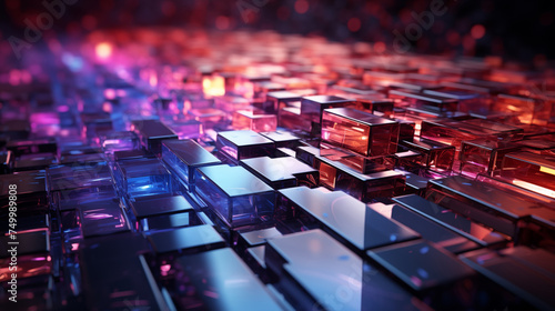Abstract technology data analysis concept for information and innovation realistic 3D render wallpaper background created with a generative ai technology © jim