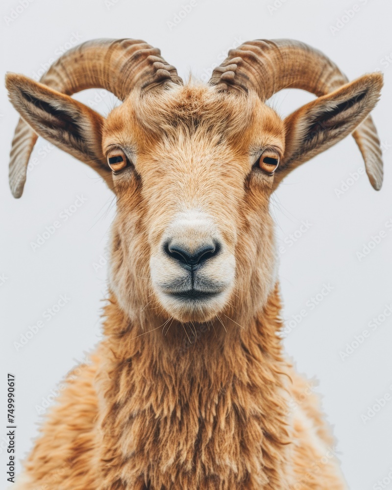 portrait of a goat isolated on white