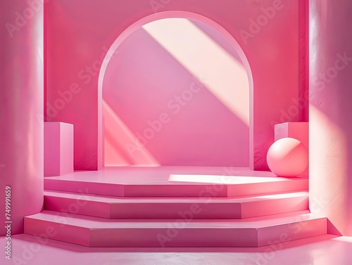  3D background products minimal podium scene with geometric platform © suppakarn
