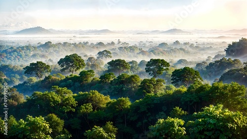 Natural scenery of a large, Beautiful green and misty mountains