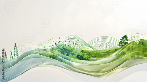 Serene green abstract nature landscape