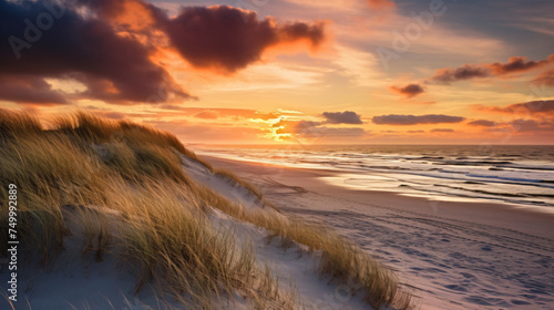 Beach and dunes Dutch coastline landscape