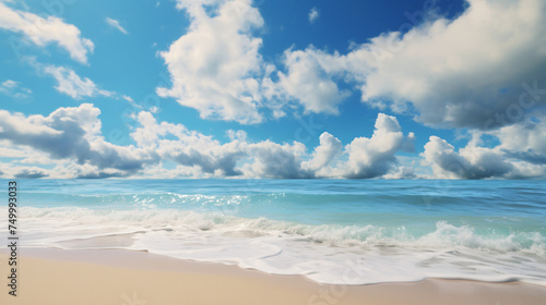 Beach under blue sky and white clouds © Marukhsoomro