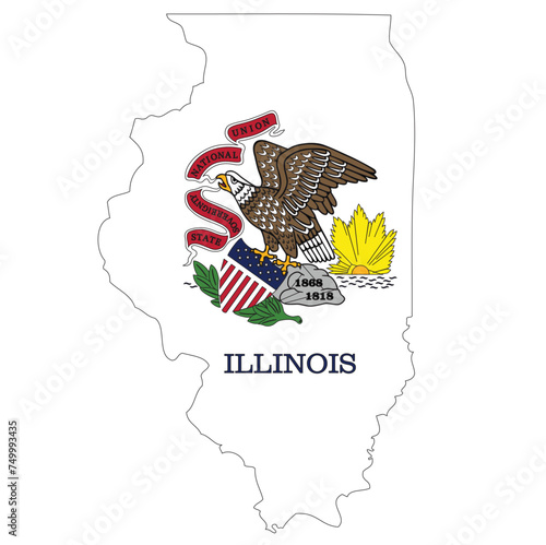Outline of the borders of the U.S. state of Illinois with a flag