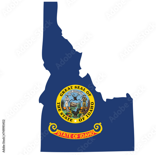Outline of the borders of the U.S. state of Idaho with a flag