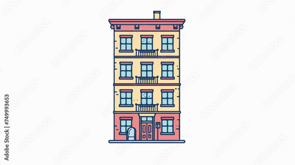 City apartment house filled line icon