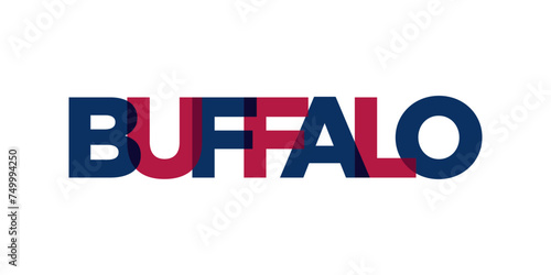 Buffalo, New York, USA typography slogan design. America logo with graphic city lettering for print and web.