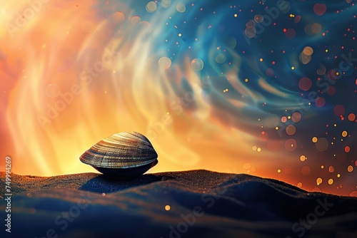 abstract background for National Clam on the Half Shell Day, shell on bokeh background photo