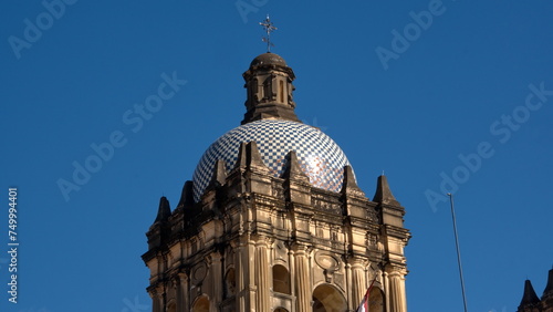 Canvas Print Tiled bell tower on the Church and Convent of Santo Domingo de Guzman in Oaxaca,