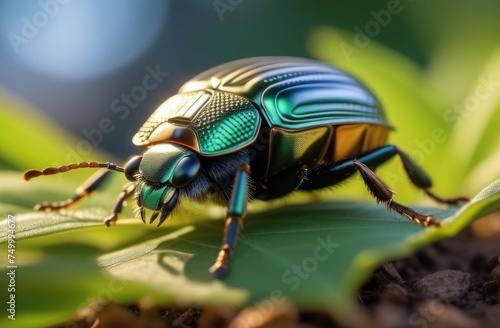 green shiny beetle. Protaetia speciosissima