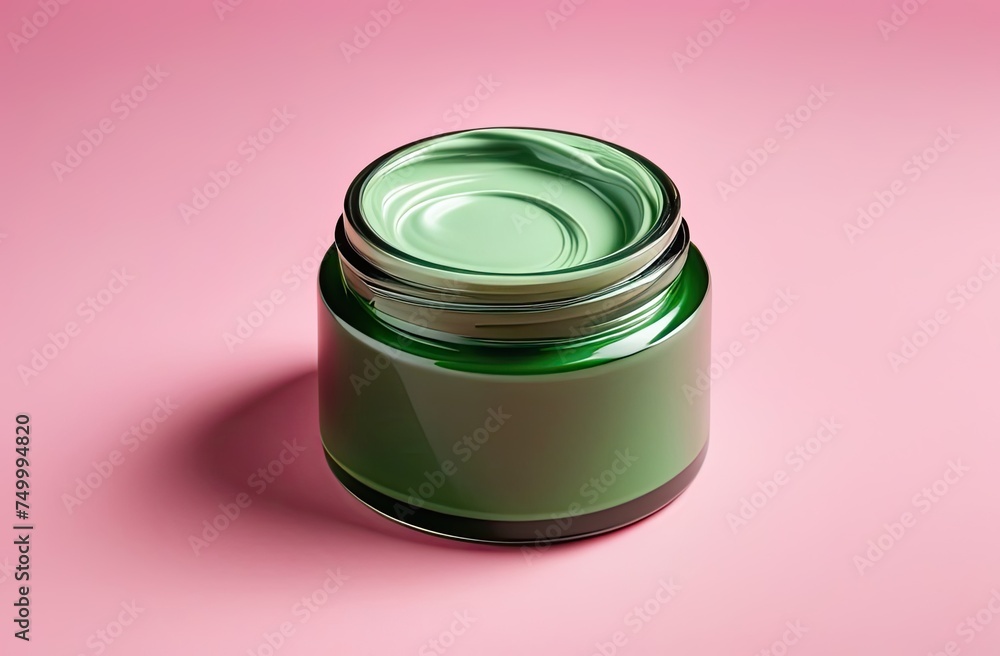 Close Up opened jar of colored cream. Cosmetic product. Beauty treatment. Spa concept. Close Up opened jar of colored cream. Cosmetic product. Beauty treatment. Spa concept.