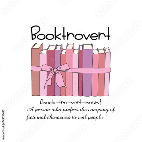 Booktrovert vector, Stack of book clip art vector. School clip art