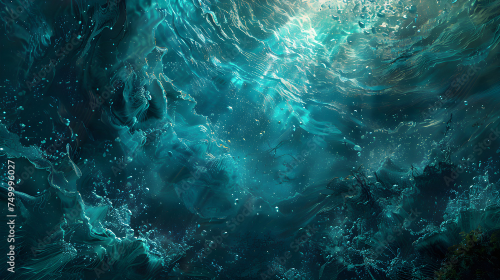 Underwater dreamscape with glistening light - obrazy, fototapety, plakaty 