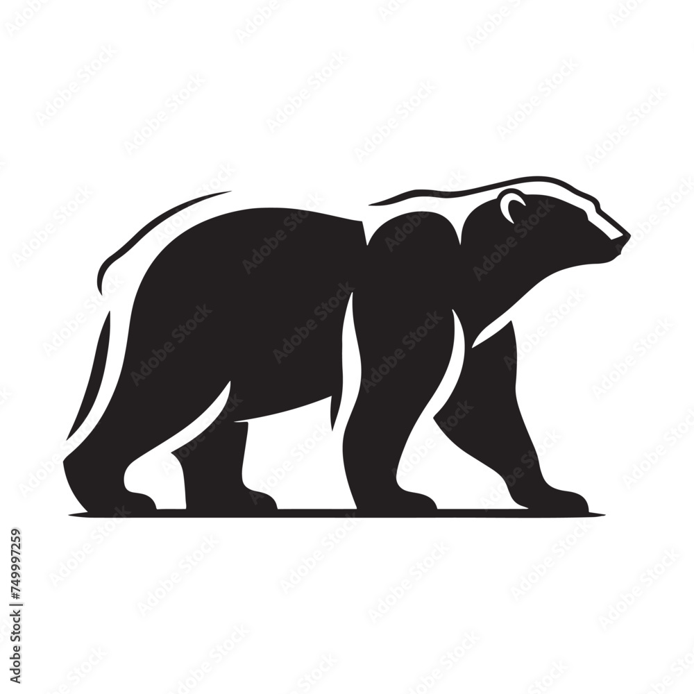 Fototapeta premium Arctic Serenity: Minimal Vector Polar Bear Silhouette - Capturing the Grace and Majesty of the North's Iconic Creature. polar bear illustration, polar bear vector.